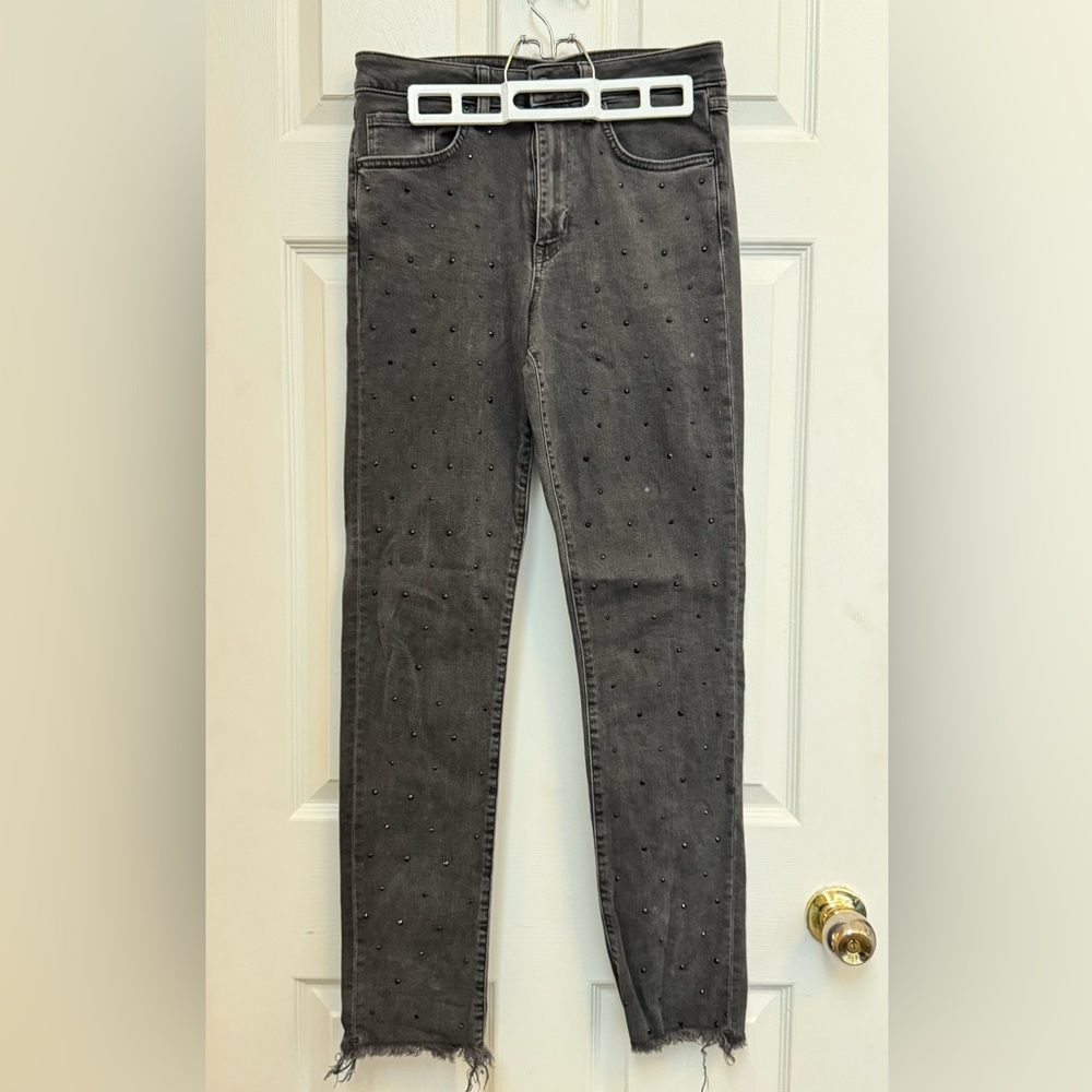 High Waisted Rhinestone Jeans